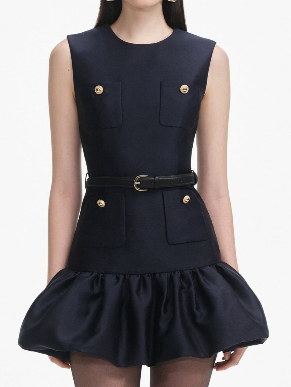 Self Portrait Navy Taffeta Mini Dress - Picture 4 of 11